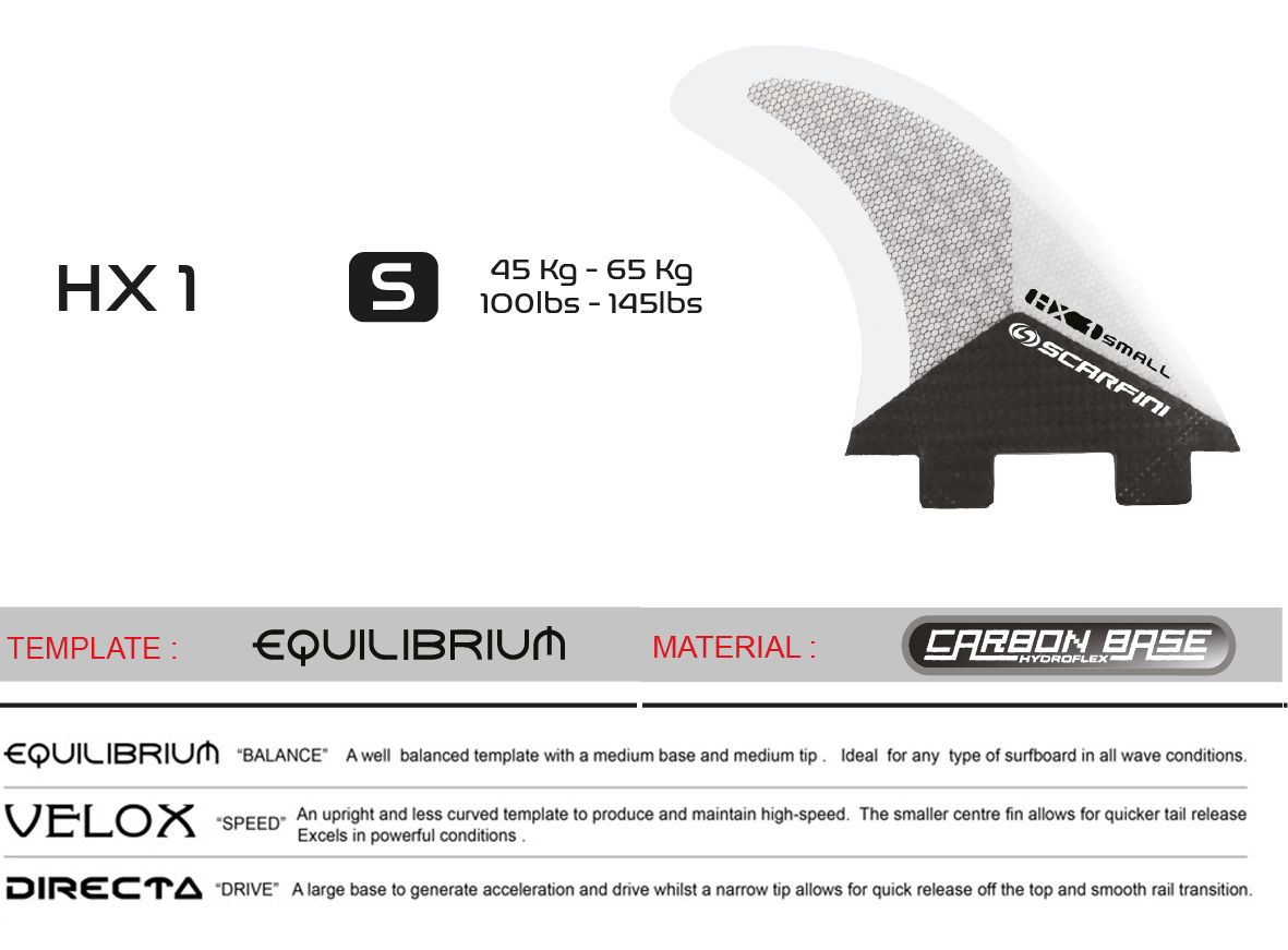 Juego de 3 quillas SCARFINI HX1 Carbon (talla S) (FCS)