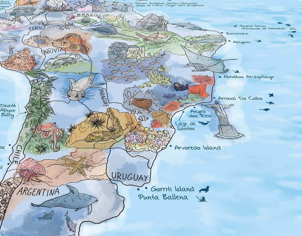 Awesome Maps - Poster Carte du Monde - Dive Map Re-writable